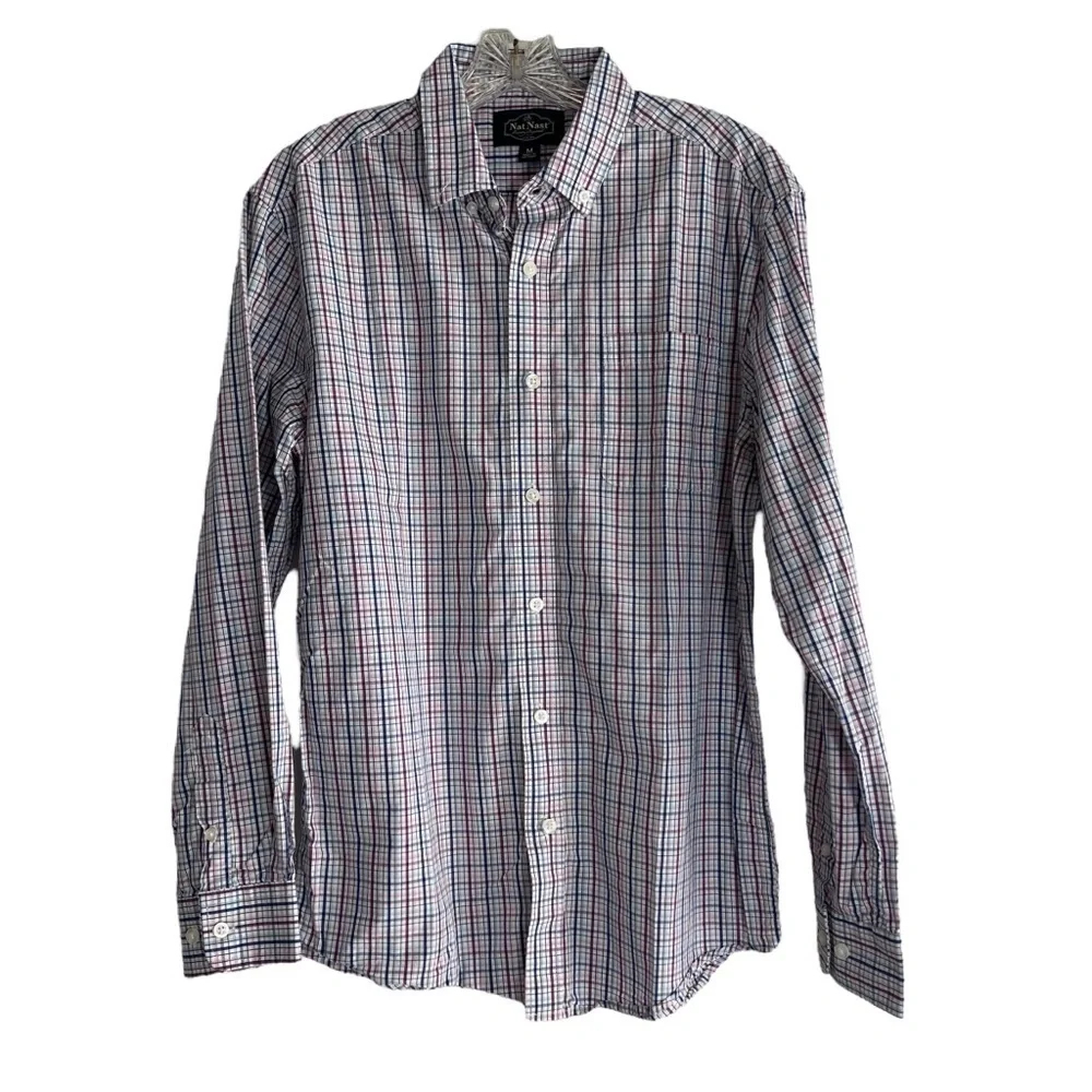 NAT NAST Luxury Originals L/S Button Down Checked Shirt Size Medium